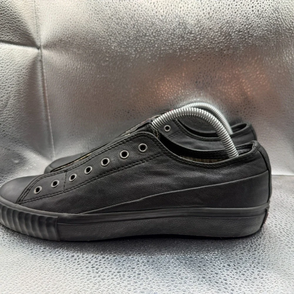 Size 7M John‎ Varvatos Bootleg Black Mens Low Top Lace-Up Athletic Sneakers